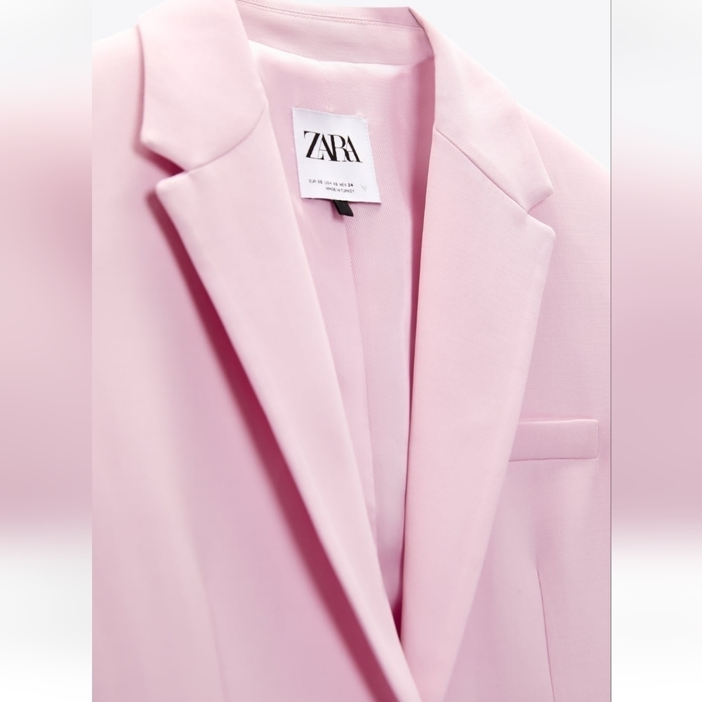 NWT ZARA straight cut blazer Pink  M - Picture 8 of 15